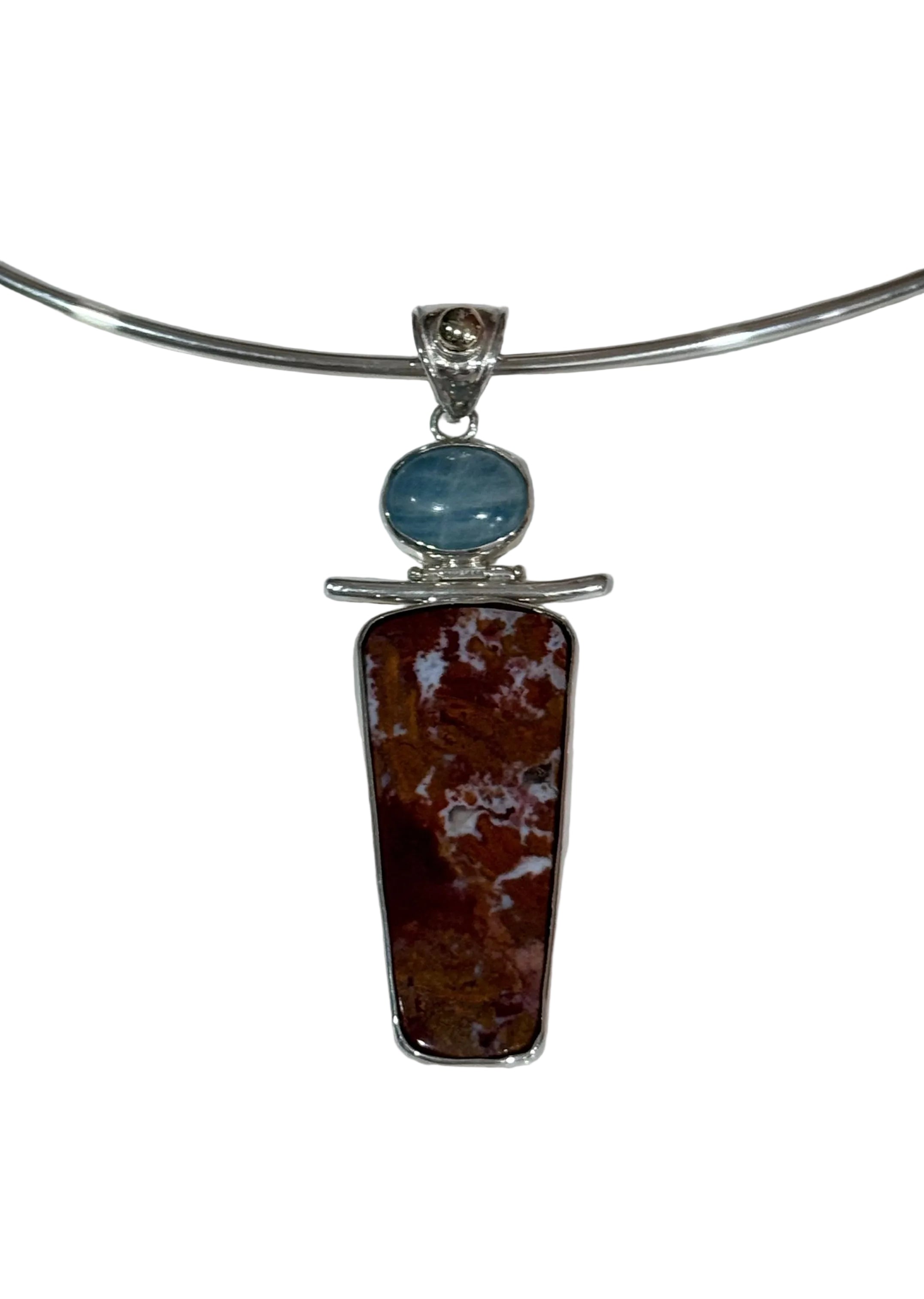 Jasper and Aquamarine Gemstone Pendant